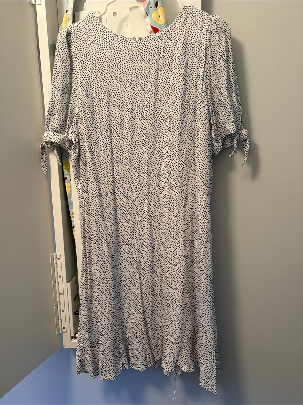 Banana Republic White Midi Dress with Black Dot Print NWOT